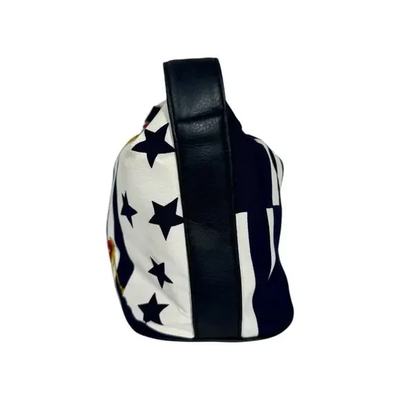 Vintage Aronni Romana Sailing Flag Print Handbag Nautical Florence Italy Navy - Picture 6 of 14